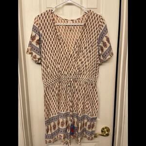 Anthropologie RAGA Beige Bohemian Paisley lightweight Romper Size Small